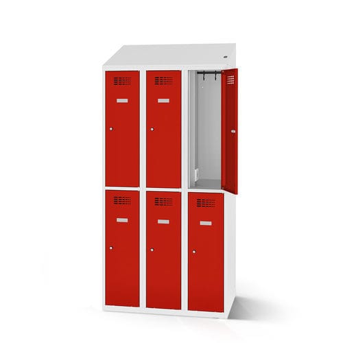 Staufach / pulverbeschichteter Stahl - VESTIAIRE M&Eacute;TALLIQUE 6 PORTES - Lockeel - für Lagerung / mit Ladestation für Smartphone und Tablet / elektronisch