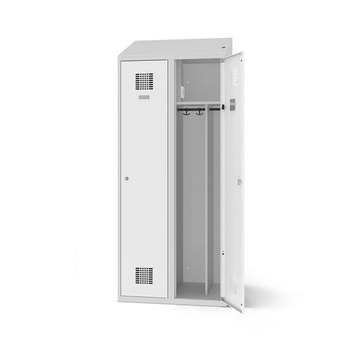 Stahlblech-Garderobenschrank - 1180-020100-0801112_V.465 - Lockeel - pulverbeschichteter Stahl / mit Ladestation für Smartphone und Tablet