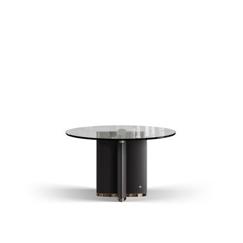 Moderner Esstisch - FLOWER - Bablanc - poliertes Messing / Glas / Gestell aus poliertem Messing