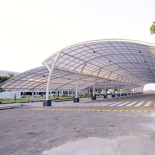 Modulares Flächentragwerk - Skyshade - Vordach / Membrankabel / Meshgewebe