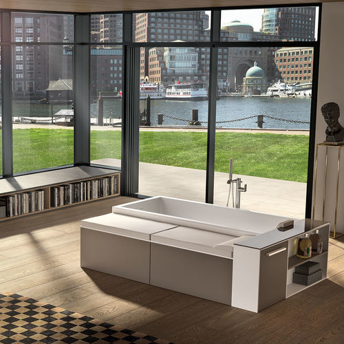 Freistehende Badewanne - MODULA F COMBI - Albatros - für Wohnungen / Mineralwerkstoff / modern