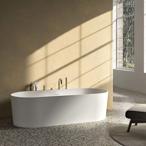Freistehende Badewanne - THEA - Albatros - in Wandnähe / für Wohnungen / Mineralwerkstoff