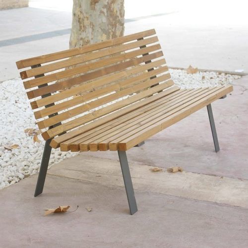 Moderne Bank für den öffentlichen Raum - TAJO - RYM URBAN FURNITURE, S.L. - Metall / Holz / mit Rückenlehne