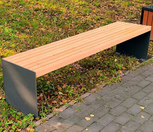 Moderne Bank für den öffentlichen Raum - SOSTA ROBUSTA - Spreewaldwerk - Metall / Holz / ohne Rückenlehne