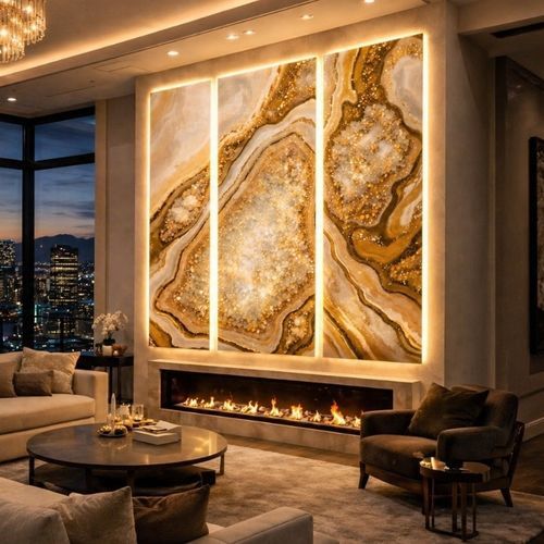 Stein-Dekorplatte - AURORA GEODE TRIPTYCH - SevArtGallery - Quarz / Wand / 3D