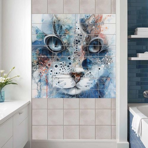 Porzellanfliesen - ABSTRACT CAT  - Tempera Art Design - bedruckt / Digitaldruck / für den Innenraum