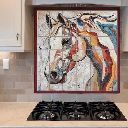 Porzellanfliesen - ABSTRACT HORSE - Tempera Art Design - bedruckt / für den Innenraum / für den Innenbereich