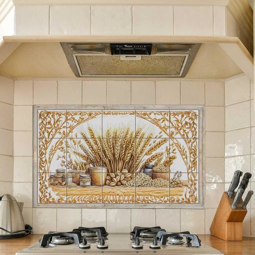 Porzellan-Anrichte - BACKSPLASH WHEAT - Tempera Art Design - Keramik / Marmor / Motiv