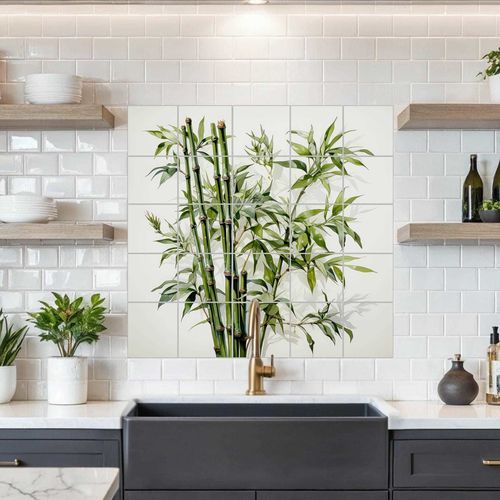 Porzellan-Anrichte - BAMBOO BACKSPLASH  - Tempera Art Design - Marmor / Bambus / Keramik