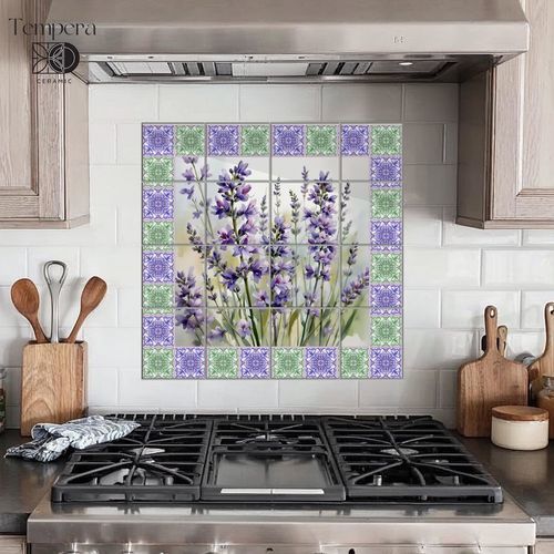 Porzellan-Anrichte - LAVENDER  - Tempera Art Design - Blumenmotiv / Blumen / Blumenmotive