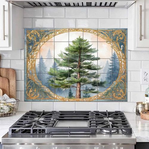 Porzellan-Anrichte - PINE TREE  - Tempera Art Design - Motiv / Naturmotiv / Panorama