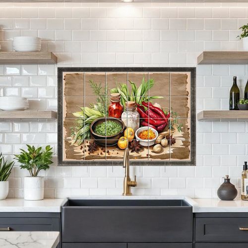 Porzellan-Anrichte - SPICES - Tempera Art Design - Marmor / Viskose / Kunstdruck