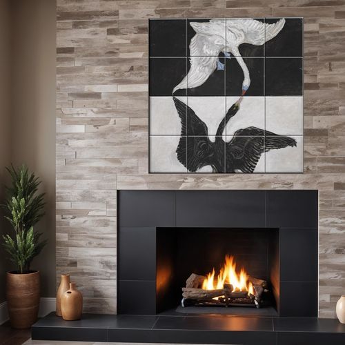Porzellanfliesen - SWAN  - Tempera Art Design - bedruckt / für den Innenbereich / Innenbereich