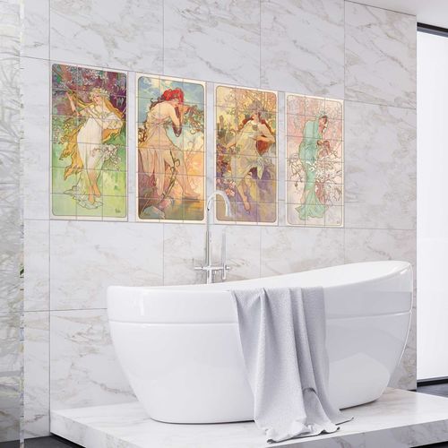 Keramikfries - THE FOUR SEASONS - Tempera Art Design - Marmor / Porzellan / wandmontiert