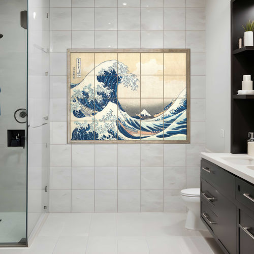 Porzellanfliesen - THE GREAT WAVE OFF KANAGAWA - Tempera Art Design - bedruckt / Digitaldruck / für den Innenbereich