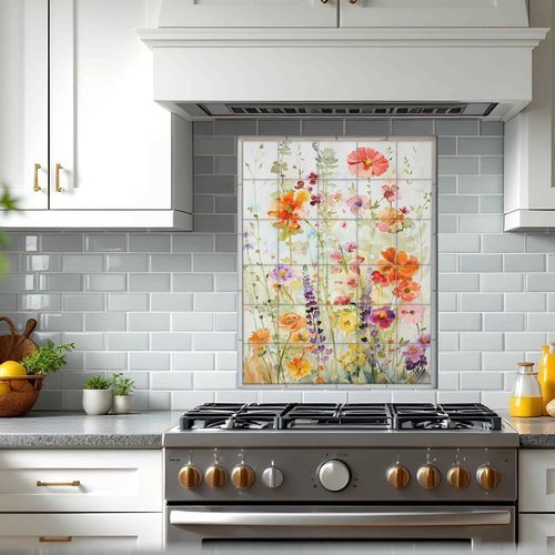 Porzellan-Anrichte - FIELD FLOWERS - Tempera Art Design - individuell gestaltbar / Blumenmotiv / Motiv