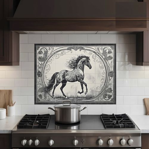 Marmor-Anrichte - HORSE  - Tempera Art Design - Keramik / Porzellan / monochrom