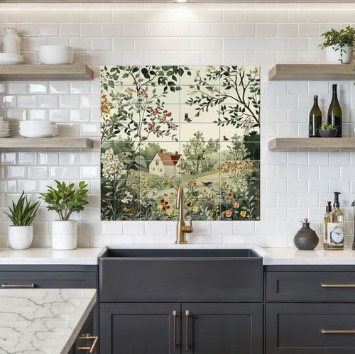 Keramik-Anrichte - FARMHOUSE SCENE - Tempera Art Design - Porzellan / Marmor / individuell gestaltbar