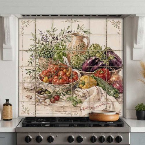 Keramikfliesen - RUSTIC VEGETABLE - Tempera Art Design - bedruckt / rustikal / für den Innenbereich