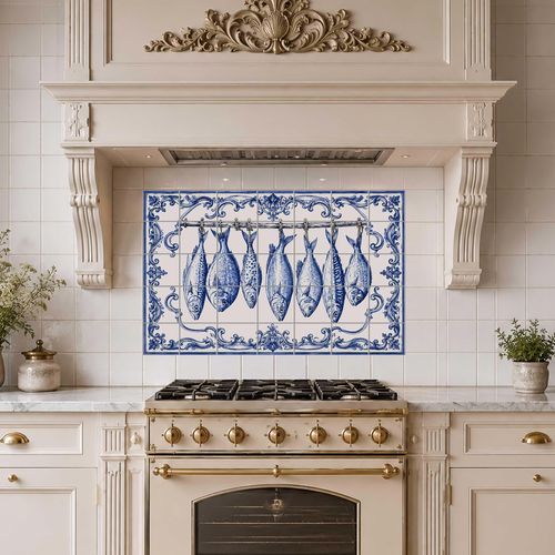 Keramik-Anrichte - COASTAL FISH - Tempera Art Design - Motiv / Steingutmotiv / Tiermotiv