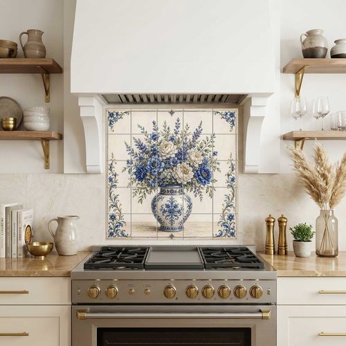 Keramik-Anrichte - FLORAL - Tempera Art Design - chinesisches Motiv / wasserbeständig / UV-beständig