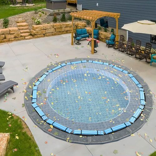 Latten-Poolabdeckung - LEAF NET- ROUND - Covers & All - Ösen / Winter / Sommer