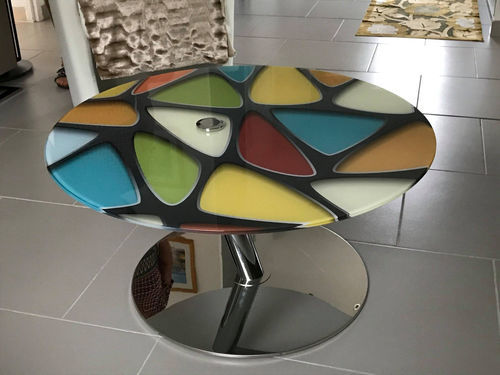 Glas-Couchtisch - 8 - Infiniglass - Hartglas / rund / für Privatgebrauch