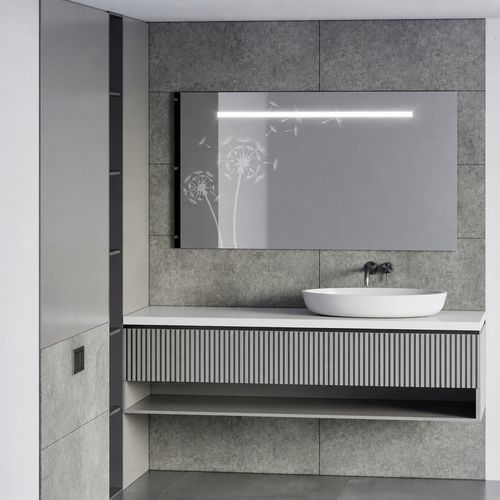 Glasscheibe mit Sandstrahlung - PISSENLIT - Infiniglass - Ornament / Spiegel / farbig