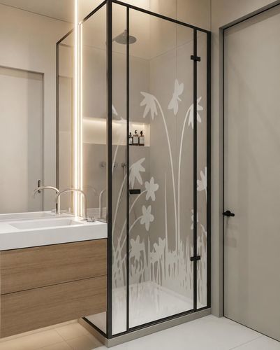 Glasscheibe mit Sandstrahlung - HERBES & PAPILLONS - Infiniglass - Struktur / Ornament / farbig