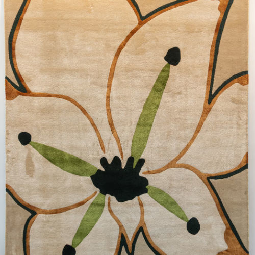 Moderner Teppich - PASSYFLEUR - L'Atelier Bérengère Guénant - Blumenmotiv / Neuseelandwolle / aus pflanzlicher Seide
