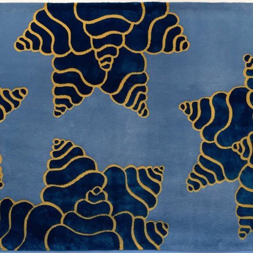 Moderner Teppich - NUBE BLU - L'Atelier Bérengère Guénant - Wellenmotiv / Neuseelandwolle / aus pflanzlicher Seide