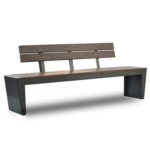 Moderne Bank für den öffentlichen Raum - SAMO - LL53 - Recyclingkunststoff / aus lackiertem Metall / mit Rückenlehne