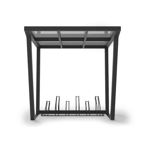 Polycarbonat-Überdachungen-Fahrradunterstand - SQUARE - LL53 - schräg / Stahl / mehrere Plätze