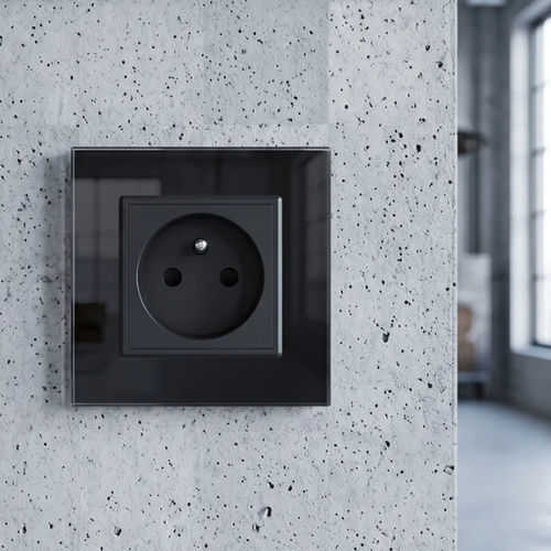 Wandmontierte Steckdose - PP-FR-12B - LightON - Unterputz / Metall / Vorderseite aus Hartglas