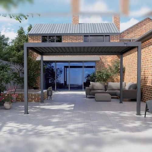 Angebaute Pergola - ST-100-A-KD - ALUX Pergola - selbsttragend / pulverbeschichteter Stahl / Stahl