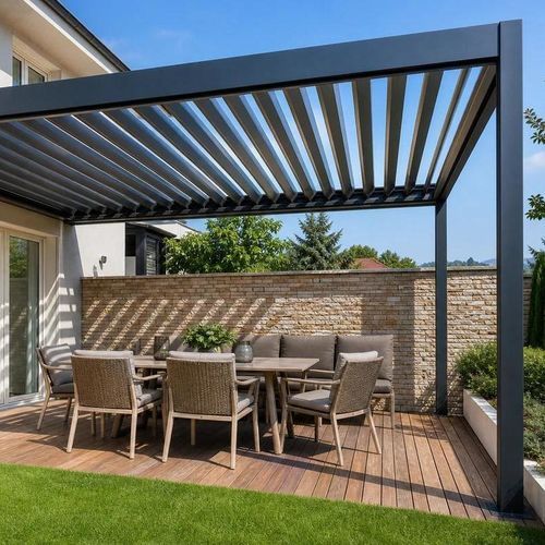 Selbsttragende Pergola - LUXURY  - ALUX Pergola - Aluminium / Stahl / mit orientierbaren Lamellen