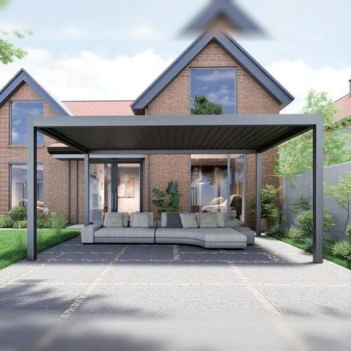 Angebaute Pergola - AL-135-A-KD - ALUX Pergola - selbsttragend / Aluminium / mit orientierbaren Lamellen
