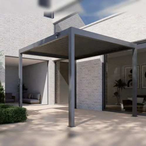 Angebaute Pergola - ST-100-B-KD - ALUX Pergola - selbsttragend / Stahl / mit orientierbaren Lamellen