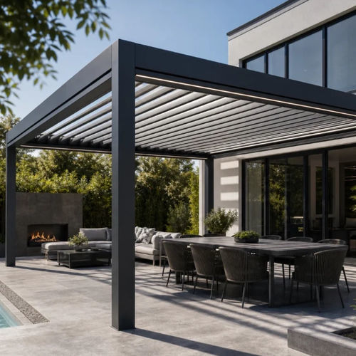 Angebaute Pergola - ALUX Pergola - selbsttragend / Aluminium / Stahl