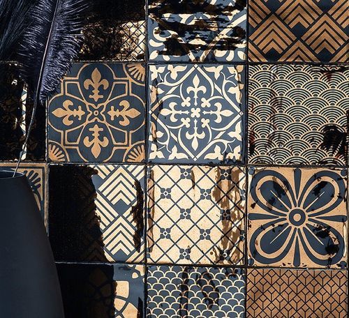Mosaikfliese / metallisierte Keramik - S Collections - ROCED - gold / matt / rustikal