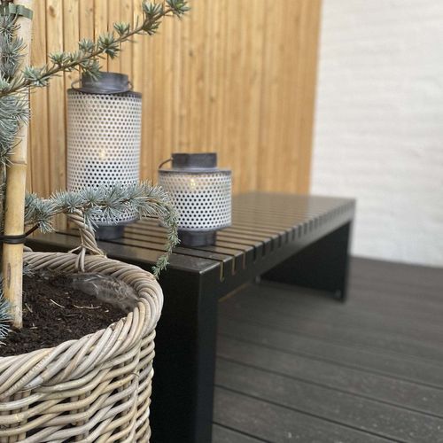 Gartenbank / skandinavisches Design - CUBY - byJEMA - galvanisiertem Stahl / lackierter Stahl / ohne Rückenlehne