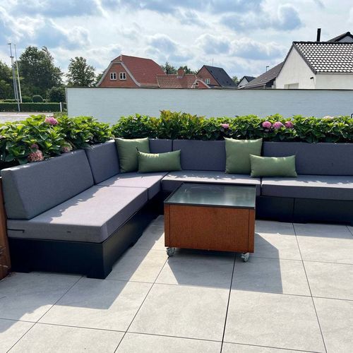 Modulsofa - LAZY LOUNGE #4 - byJEMA - minimalistisches Design / für den Außenbereich / galvanisiertem Stahl