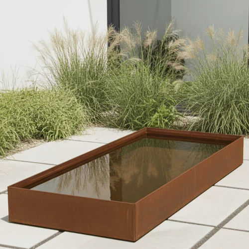 Gartenteich / galvanisiertem Stahl - byJEMA - lackierter Stahl / COR-TEN®-Stahl / quadratisch
