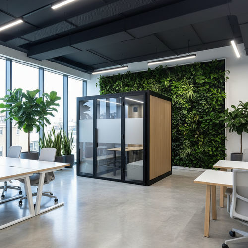 POD-Büro / mit integrierter Beleuchtung - The meeting pod - Akustik / mit Glastür / mit integrierter Steckdose