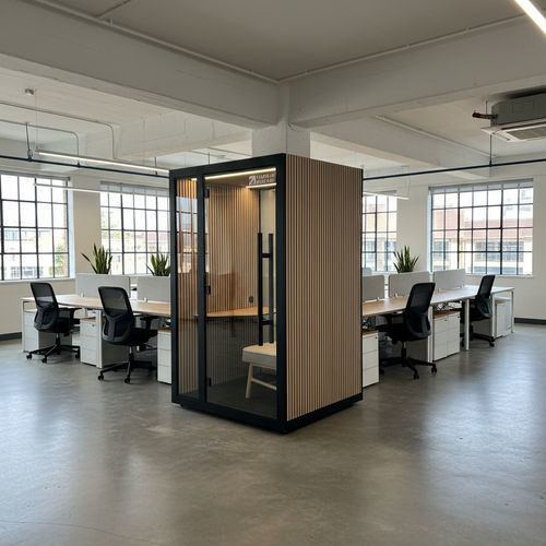 POD-Büro / mit integrierter Beleuchtung - The meeting pod - Akustik / für 1 Person / mit Glastür