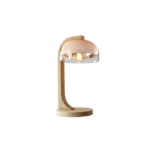 Tischlampe - COCOON - BLEU NATURE - Kupfer / Glas / Holz