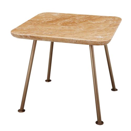 Moderner Beistelltisch - YUTAPI - BLEU NATURE - Marmor / Gestell aus Kupfer / quadratisch