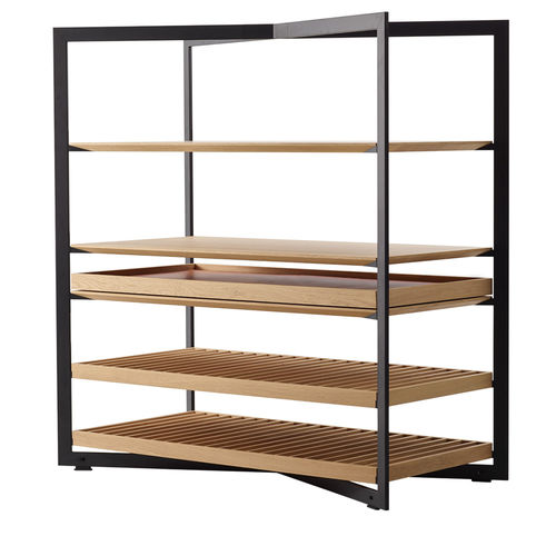 Modernes Regal - b Solitaire - Bulthaup - Eiche / Edelstahl / Glas