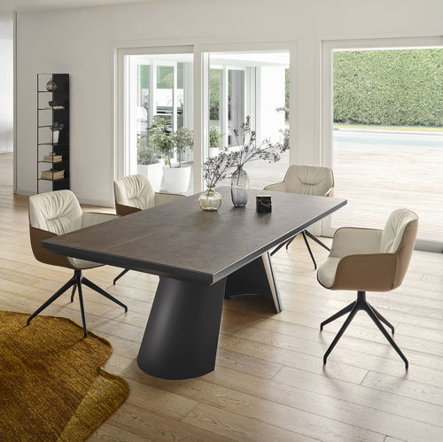Moderner Tisch - apian - calligaris - Glas / aus lackiertem Metall / Keramik