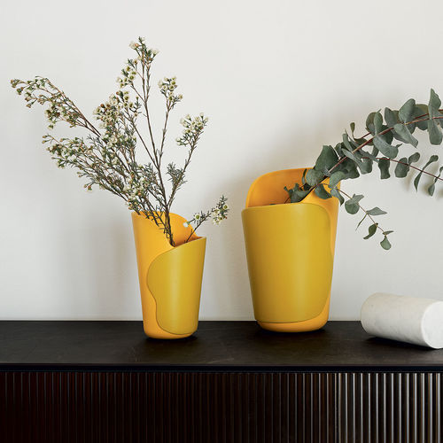 Moderne Vase - roche - calligaris - Keramik / blau / gelb